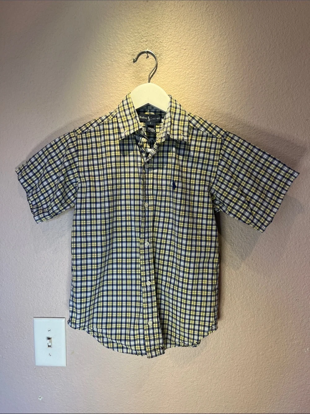 Ralph Lauren Boy’s Plaid Button Down Short Sleeve Shirt Size 7